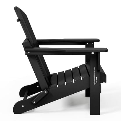 WestinTrends Malibu HDPE Outdoor Patio Folding Poly Adirondack Chair, Black - color: Black, size: 1 Chair