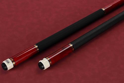 Pool Cue Stick Genuine Leather Cowhide Grip 58" 19 20oz 2 Piece with 12.5mm Tip,Canadian Maple Pro Billiard Cue,for Adults/Beginner/Pro Player. - color: Red-19oz-Velvet Paint Grip-with Case