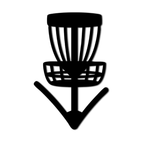 Disc Golf Basket Metal Wall Art Decor Metal Outdoor Decor Metal Signs Wall Decor Trendy & Fun Home Decoration for Living Room Game Room Apartment College Dorm Room (Black,12inch) - size: 12inch