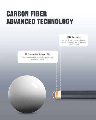 CRICAL COWCUE 58-Inch Carbon Fiber Pool Cue, Low Deflection, 12.5mm Tip | Adjustable pool cue with 3/8x8 joint for stable control, regular billiards practice and pool hall play. - color: CW-01