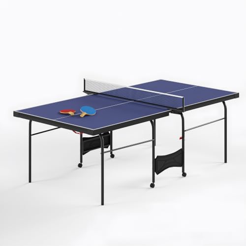 Zevemomo Table Tennis Table, Foldable Ping Pong Tables w/ 2 Paddles 3 Balls - color: Blue