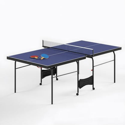 Zevemomo Table Tennis Table, Foldable Ping Pong Tables w/ 2 Paddles 3 Balls - color: Blue