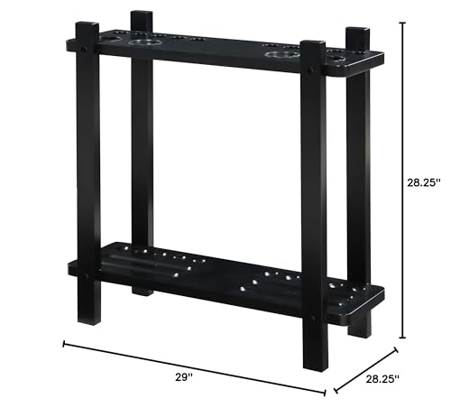 Hathaway Classic Floor Billiard Pool Cue Rack, Finish, 10.25"L x 29"W x 28.25"H, Black