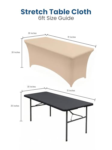 Utopia Kitchen Spandex Tablecloth 1 Pack [6FT, Champagne] Tight, Fitted, Washable and Wrinkle Resistant Stretch Rectangular Patio Table Cover for Event, Wedding, Banquet & Parties [72Lx30Wx30H Inch] - color: Champagne, size: 6 Feet - 1 Pack