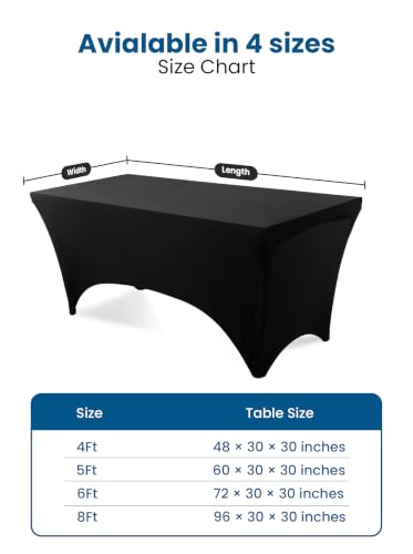 Utopia Kitchen Spandex Tablecloth 4 Pack [4FT, Black] Tight, Fitted, Washable and Wrinkle Resistant Stretch Rectangular Patio Table Cover for Event, Wedding, Banquet & Parties [48Lx30Wx30H Inch] - color: Black, size: 4 Feet - 4 Pack