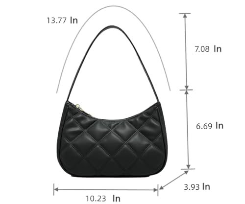 CYHTWSDJ Shoulder Bags for Women, Cute Hobo Tote Handbag Mini Clutch Purse with Zipper Closure - color: Black Lg