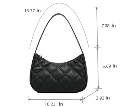 CYHTWSDJ Shoulder Bags for Women, Cute Hobo Tote Handbag Mini Clutch Purse with Zipper Closure - color: Black Lg