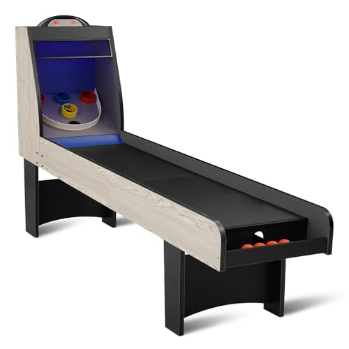 RAYKEEP 8’ Roll and Score Arcade Game Table, Roll and Score Game Set with LED Electronic Scorer, Sound, Automatic Ball Return for Adults Family Recreation Game Rooms - 4 Balls Included