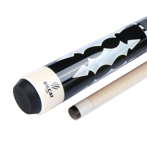 Big Cat Timeless Legacy Pool Cue Stick - Grade A Canadian Maple, 12.5mm Professional Leather Tip, 58” Length, Premium Billiard Cue for Adults – Home or Tournament Play - color: Black Black, size: 18 oz
