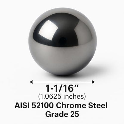 BC Precision 10 Pack 1-1/16" Inch Pinball Machine Balls, Mirror Finish, Chrome Steel Pinball Replacement Balls, Tournament Grade G25