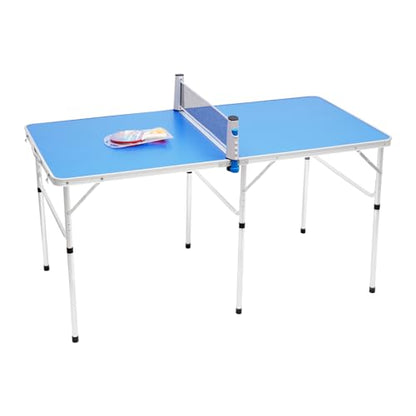 Portable Ping Pong Tables Set, Foldable Table Tennis Table with Net, 2 Paddles & 3 Balls, Multi-Use Free Standing Ping Pong Table for Indoor/Outdoor and Professional Practice Training for Adults/Teens