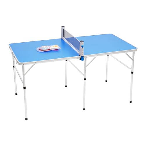 Portable Ping Pong Tables Set, Foldable Table Tennis Table with Net, 2 Paddles & 3 Balls, Multi-Use Free Standing Ping Pong Table for Indoor/Outdoor and Professional Practice Training for Adults/Teens