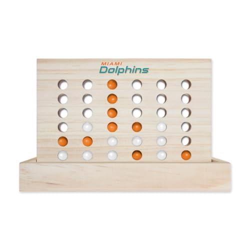 Rico Industries NFL Mini Travel Team 4 in A Row Mini Game- Wooden, Team Colors, 5.5" x 8" (Miami Dolphins) - style: Miami Dolphins