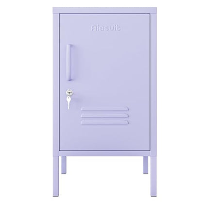 Single Door Lockable Metal End Table & Children's Bedside Table, 2-Tier Storage Cabinet with Adjustable Shelf, Easy Assembly Side Table for Living Room Bedroom Home Office Purple - color: Lilac, style: End Table-28"H-GL