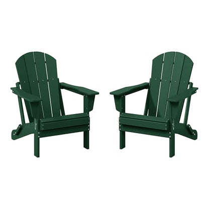 WestinTrends Malibu 2 Piece Set Outdoor Folding Poly Adirondack Chair, Dark Green - color: Dark Green, size: 2 Chair