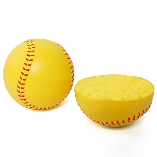 GKK 12Pack Training Ball 12 inch Foam softballs Yellow PU Foam 3.5 oz Lightweight Practice Ball Throwing Hitting for Games, Soft Toss, Batting, Fielding, Hitting, Pitching