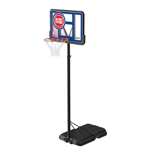 Lifetime NBA Detroit Pistons Portable Basketball Hoop, Adjustable Height 7.5-10 Ft, 44 Inch Shatterproof Fusion Backboard, Base with Wheels - color: Detroit Pistons