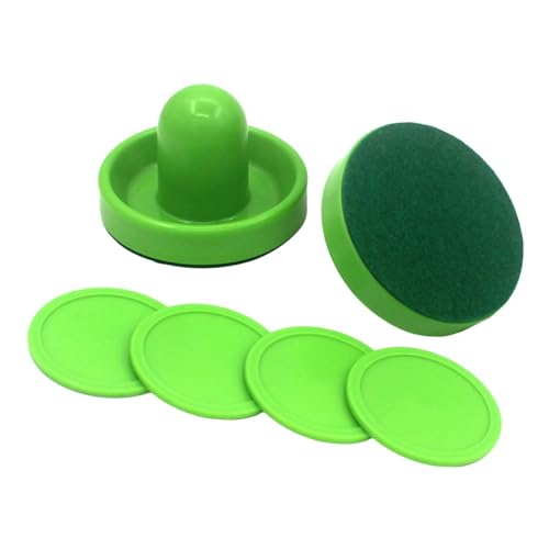 2 Pieces Air Hockey Pushers Air Hockey Pucks Tabletop Game Paddles Goal Handles Replacement Accessories with Design Suitable for Children - color: 2 Green Pushers