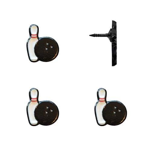 Bowling Ball Push Pins - Bowling Map Pins for Cork Boards, Maps, or Lapel Use - Designed in USA - Set of 4 - color: Bowling Ball, size: Set of 4