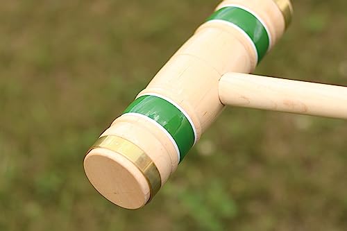 AmishToyBox Deluxe Croquet Game Set - 8 Player - with Wooden Stand (Eight 28" Handles)