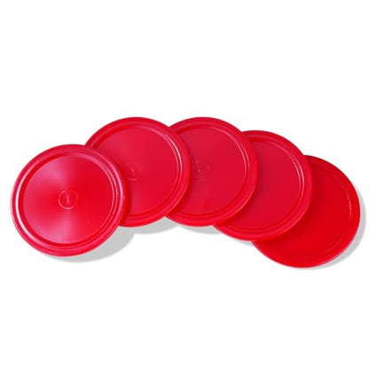Pack of 5 Red 2-inch Mini Air Hockey Table Pucks - size: 2-inch