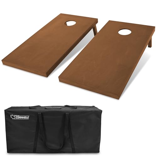 GoSports 4 ft x 2 ft Regulation Size Wooden Cornhole Boards Set with Dark Brown Finish - Includes Carrying Case - color: No Bean Bags