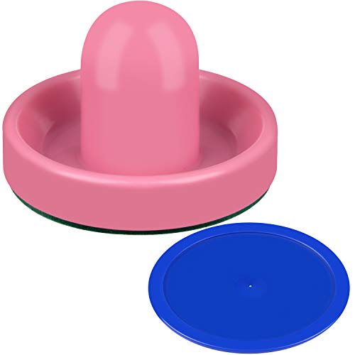 ONE250 Air Hockey Pushers and Red Air Hockey Pucks, Goal Handles Paddles Replacement Accessories for Game Tables (4 Striker, 4 Puck Pack) - color: Pink