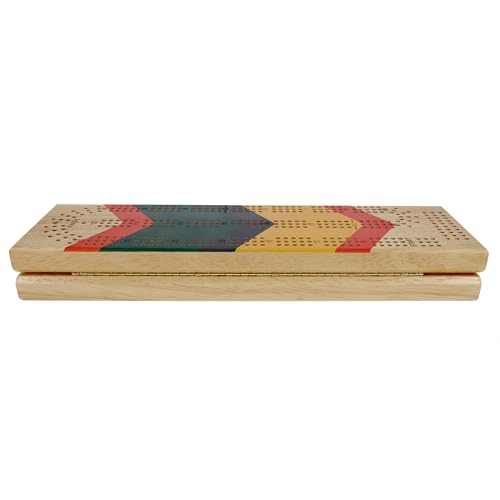 Pacific Shore Games Canoe Cribbage Board Game Set, Camp Nautical Print, Continuous 3 Track Travel Cribbage Boards Unique, Wooden Board Games for Adults, 9 Metal Cribbage Pegs, 12 Inches - style: Camp