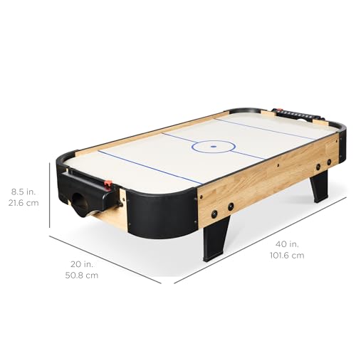 Best Choice Products Portable Tabletop Air Hockey Table for Game Room w/ 100V Motor, Electric Fan, 2 Strikers, 2 Pucks - color: Natural