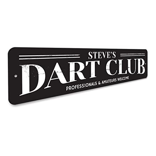 Dart Club Sign, Gamer Name Man Cave Sign, Professionals & Amateurs Welcome Game Room Aluminum Decor - 3" x 13" - size: 0) 3 x 13 Inches