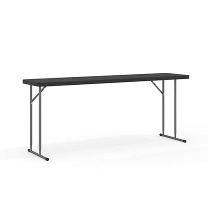 EMMA + OLIVER 6' Rectangular Plastic Folding Table, Long Plastic Foldable Table for Residential Indoor/Outdoor Events, Black - color: Black
