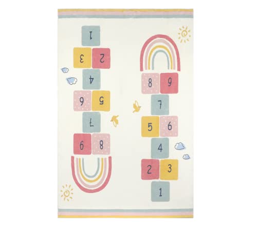 Topotdor Rainbow Sky Hopscotch Game Rugs,Kids Play Area Rugs Soft Floor Carpet for Bedroom Playroom Nursery,Great Gift for Girls & Boys,47" x 71" - size: 47" x 71"