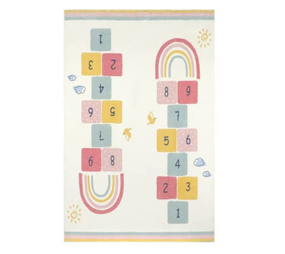 Topotdor Rainbow Sky Hopscotch Game Rugs,Kids Play Area Rugs Soft Floor Carpet for Bedroom Playroom Nursery,Great Gift for Girls & Boys,47" x 71" - size: 47" x 71"