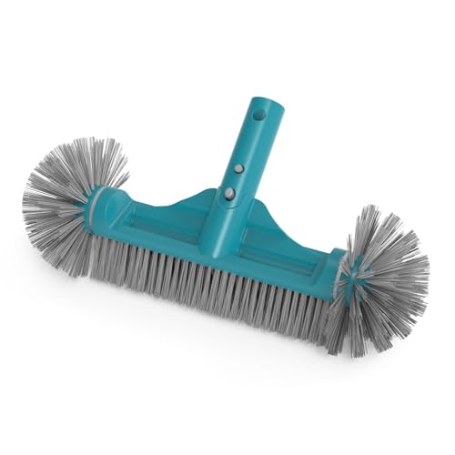 POOLWHALE 12.5” Pool Brush Head with Round Ends, Plastic Pool Brushes for Cleaning Above Ground Pool Walls, Stairs & Corners, Safe for Vinyl Liner(No Pole) - size: 12.5" Pool Brush