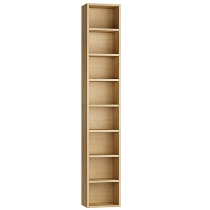 FOTOSOK 8-Tier Media Tower Rack, 11.6 X 9.3 X 71 Inches CD DVD Slim Storage Cabinet with Adjustable Shelves, Tall Narrow Bookcase Display Bookshelf for Home Office, Natural - color: Natural