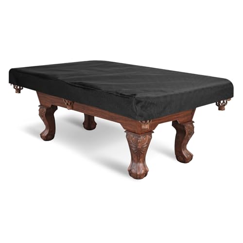 PATIKIL Billiard Pool Table Cover 8 Feet, Oxford Waterproof Outdoor Indoor Dustproof Billiard Table Cover Billiards Accessories for Protecting Pool Table Home Club Bar, Black - color: Black, size: 8 Feet