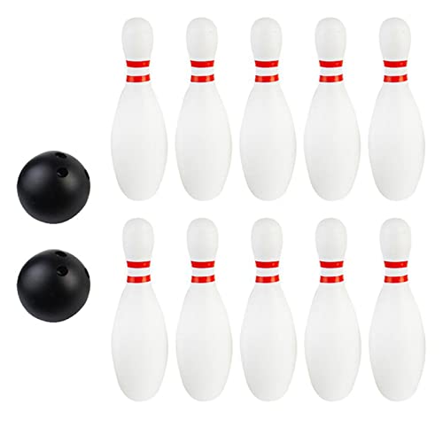 Kids Bowling Toy Set 10 Pcs with 2 Balls, 22cm (8.66in) Plastic Bowling Pins, Indoor Bowling Game for Children