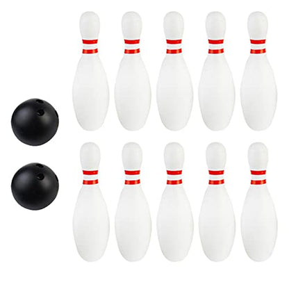 Kids Bowling Toy Set 10 Pcs with 2 Balls, 22cm (8.66in) Plastic Bowling Pins, Indoor Bowling Game for Children
