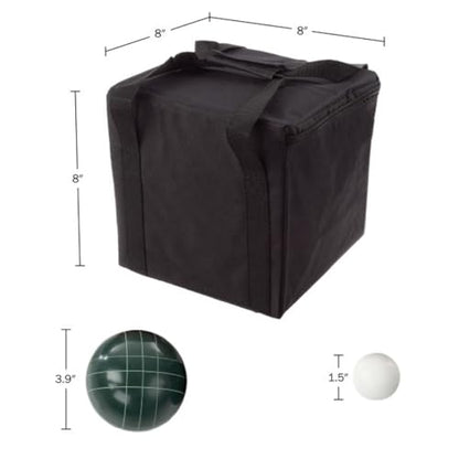 Bocce Ball Set Regulation Size - Lawn Game for Backyard or Beach - Includes Red and Green Bocce Balls, Pallino, and Carrying Case by Trademark Games