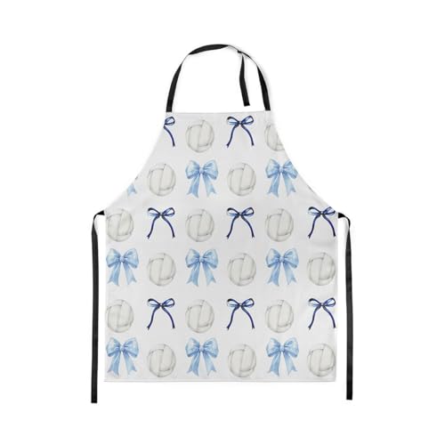 Manfei Blue Bowknot Kids Kitchen Apron - color: Dreamy Blue
