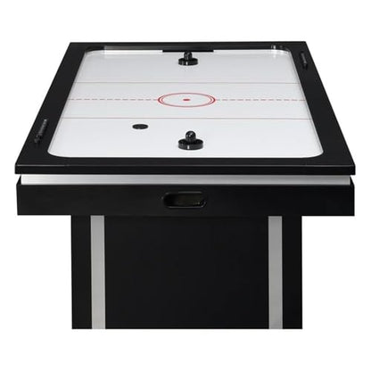 Pemberley Row Contemporary Wood Air Hockey Table, Black Finish, Dual Scoreboards, Includes Pucks & Pushers, Sturdy Wide-Leg Design for Game Rooms