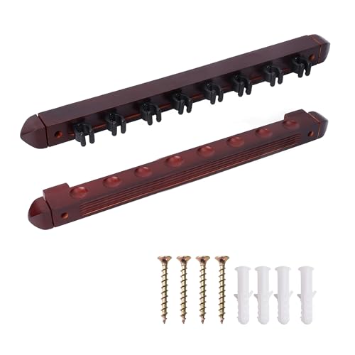 GSE Games & Sports Expert 2-Piece 6/8/12 Billiard Pool Cue Rack Wall Mounted Holders, Billiard Cue Sticks Wall Rack Set - style: 8 Cue - Mahogany