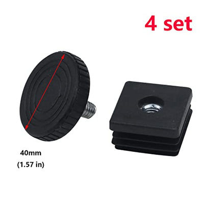 Antrader Home Office Table Desk Adjustable Leveling Foot,Plastic Metal Square Tube Insert Kit, 30mm x 30mm Black, 4 Sets - color: Black,d40xm8, size: 30x30mm