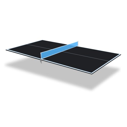 7/8/9Ft Mid-Size Ping Pong Conversion Top, Foldable & Portable Table Tennis Table Top with Net, No Assembly Needed, Indoor/Outdoor Table Tennis Surface - color: Black, size: 7 Ft