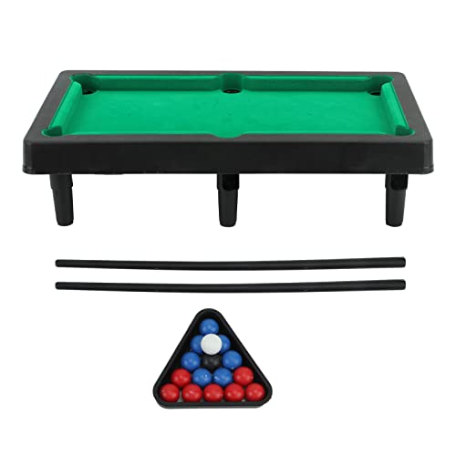 Mini Pool Table, Portable Tabletop Billiards Game Interactive Simulation Foldable Miniature Billiard Game Set with Balls, Sticks, Billiard Cue and Tripod Rack for Desktop