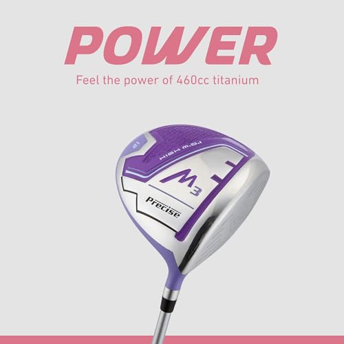 Precise M3 Complete Womens Golf Clubs Set, Includes Driver, Fairway, Hybrid, 7-PW Irons, Wedge, Putter, Stand Bag, 3 H/C's, Golf Clubs Women Right Handed - color: Purple, size: Tall Size +1"