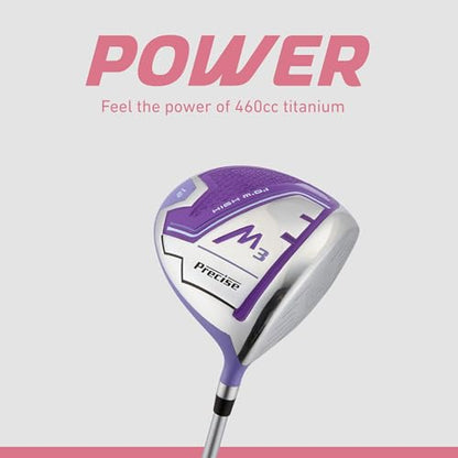 Precise M3 Complete Womens Golf Clubs Set, Includes Driver, Fairway, Hybrid, 7-PW Irons, Wedge, Putter, Stand Bag, 3 H/C's, Golf Clubs Women Right Handed - color: Purple, size: Tall Size +1"