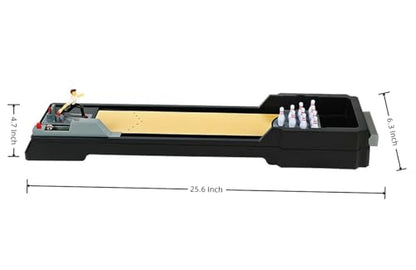 Tabletop Bowling Game Set, 10-Pin Alley, Mechanical Play, 6+ | Large 25.5” Bowling Toy, Side-track Return, Easy Pins Setup, Spare Parts, No Batteries, Gift for Kids & Adults, Family Fun