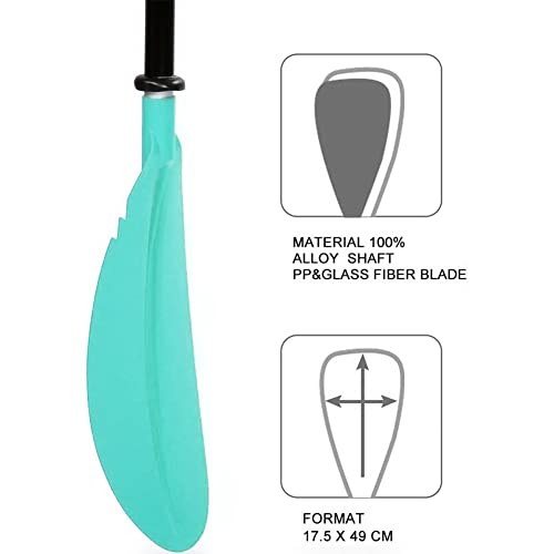 Karltion Kayak Paddle - Adjustable 2 Pieces Aluminum Alloy Shaft with Glass Fiber Blade for Surfing,Oar Fishing Easy Packable Travel - color: Mint Green, size: 86"-1 paddle