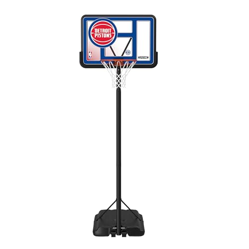 Lifetime NBA Detroit Pistons Portable Basketball Hoop, Adjustable Height 7.5-10 Ft, 44 Inch Shatterproof Fusion Backboard, Base with Wheels - color: Detroit Pistons